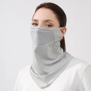 Grosir kustom wanita musim panas perlindungan matahari Anti UV bernapas Mesh masker leher Gaiter syal bandana