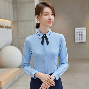 Unisex <b>Professional</b> Long Sleeve Shirt Solid Color Polyester Poplin No-Wrinkle Treatment Restaurant Bar Uniform - Product Image 2