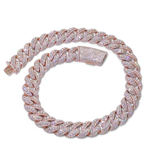 Cadena Cubana Plateada de 22mm de Ancho con Circonitas para Hombre y Mujer, Eslabones de Rodio, Estilo Hiphop Rock Geométrico, Regalo para Compromiso, Fiesta o Boda - Product Image 4