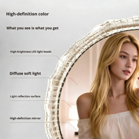 Miroir de courtoisie pour femme, design Art Déco, cadre métallique, écran LED intelligent, bande lumineuse LED multifonctionnelle personnalisée, haut de gamme