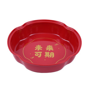 Five Harmony Chinese Style Melamine Fruit Platter Square Red New Year Snack Tray Home Living Room Coffee Table Use - Product Image 4