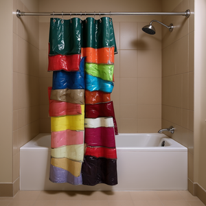 Rideaux ajourés en PVC avec doublure, 2 m de haut x 2,50 m de large, pour salle de bain et douche - Product Image 2