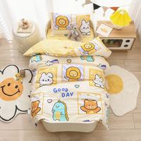 Housse de couette pour enfants avec motif d'animaux mignons en coton, couverture de couette en mousseline de gaze à 2 couches pour tout-petits