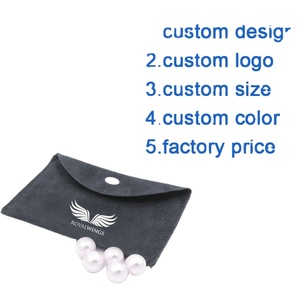 Sac d'emballage en velours suédé gris foncé personnalisé avec bouton-pression pour bijoux – Vente chaude - Product Image 4