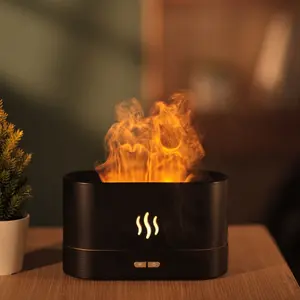 2023 new hotselling home office desk mute LED light essential oil fragrance ultrasonic small aroma diffuser flame humidifier