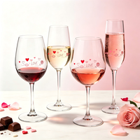 LAKOTTO Tasse en verre imprimée cœur d'amour pour la Saint-Valentin, mugs romantiques pour café et lait, cadeau de mariage pour couple, verrerie personnalisable avec logo