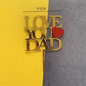 Oro negro Feliz cumpleaños <span class=keywords><strong>PAPA</strong></span> acrílico pastel Topper diseño para el Día del Padre Super papá cumpleaños fiesta boda Cupcake decoraciones - Product Image 4