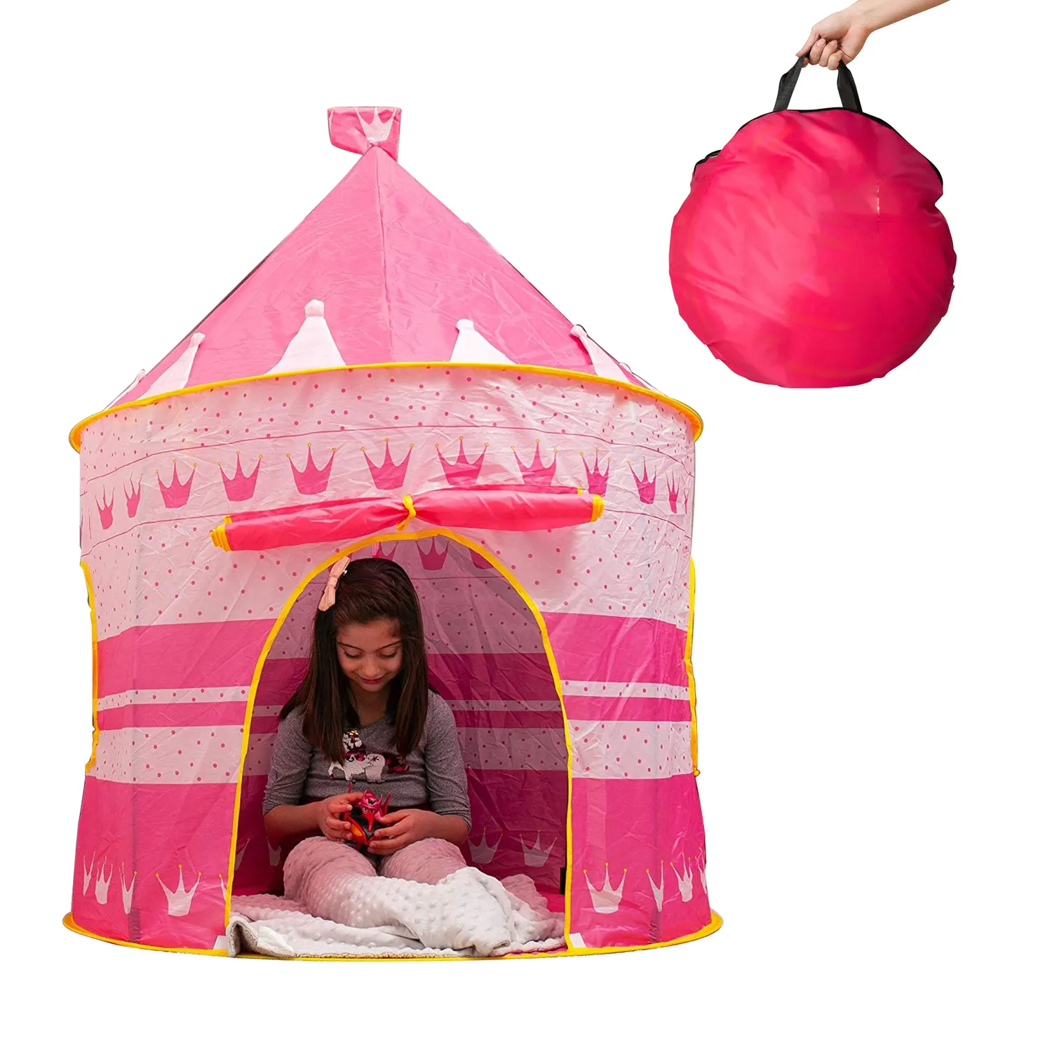 Tenda Da Gioco Pop-up Per Bambini Rosa - Casetta Pieghevole Con Borsa Trasporto, Per Interni/Esterni