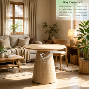 OKAY Großhandel Couchtisch Zeitgenössisches Design Moderner Nordischer <span class=keywords><strong>MDF</strong></span>-Plattentisch Pflegeleicht für Balkon und Café Runder Holz-Couchtisch - Product Image 1