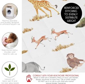 Manta Ponderada con Diseño de Animales de la Selva para Niños y Niñas, Tamaño Pequeño, Lavable, 5 Libras, Certificación Oeko-Tex - Product Image 6
