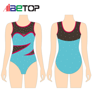 Body da Ginnastica Ritmica per Bambine, Design OEM Gratuito, Costume da Competizione Aerobica Rosso, Nero, Bianco, Viola - Product Image 1
