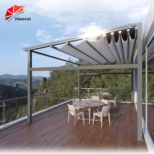 Pérgola de Aluminio, Gazebo para Exteriores, Retráctil, Impermeable, para Jardín, Montada en la Pared, con Cubiertas de PVC Impermeables - Product Image 1