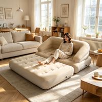 Sofá Cama Inflable Portátil y Resistente para Acampar al Aire Libre, Sofá Cama Inflable Automático para Uso en el Hogar y Viajes