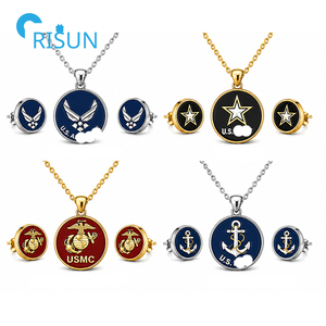 Set di Orecchini e Collana Commemorativi Personalizzati per Veterani dell'Aviazione e Forze Armate USA (USCG, USN, USAF, USMC) - Product Image 4