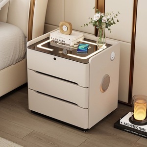 Mesita <span class=keywords><strong>de</strong></span> <span class=keywords><strong>Noche</strong></span> Flotante con Luz Inductiva, Moderna, con Cerradura, Inteligente, Diseño Simple, Recargable, con <span class=keywords><strong>Tres</strong></span> <span class=keywords><strong>Cajones</strong></span> - Product Image 1