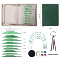Aiguilles à tricoter vertes détachables 5+8cm, lot de 9 outils de tricot [Aiguilles à manches longues et courtes]