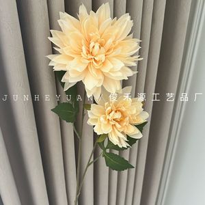 ดอกดาเลียประดิษฐ์ 2 หัว สีชมพู สำหรับตกแต่งงานแต่งงาน อุปกรณ์ประกอบฉากถ่ายภาพ ตกแต่งบ้าน จัดดอกไม้ - Product Image 2