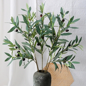LO-131 <span class=keywords><strong>Tige</strong></span> d'<span class=keywords><strong>olivier</strong></span> artificielle en soie légère à 3 fourches avec fruits pour décorations de mariage à la maison et d'événements en gros - Product Image 2