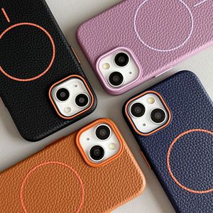 Funda de teléfono negra de carga inalámbrica magnética de cuero PU de lujo para <span class=keywords><strong>iPhone</strong></span> para 17 Pro fundas de teléfono magnéticas de cuero PU de tacto suave - Product Image 1