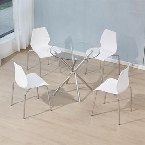 Bàn ăn kính tròn Bàn bếp kính hiện đại với 4 chân Chrome phòng ăn và ghế đặt cho nhà không gian nhỏ - Product Image 2