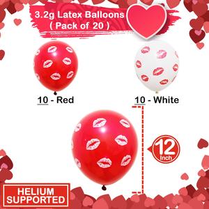 12 นิ้วแพ็ค 20 สีแดงและสีขาวลูกโป่งจูบสีแดงบอลลูนจูบโรแมนติกตกแต่งพิเศษคืนวันวาเลนไทน์ Air Globos - Product Image 4