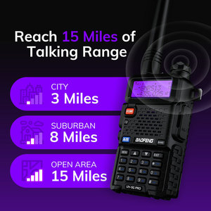 Lot de 2 radios portables bidirectionnelles FM VHF professionnelles GMRS Baofeng UV-5G Pro 5W - Product Image 3