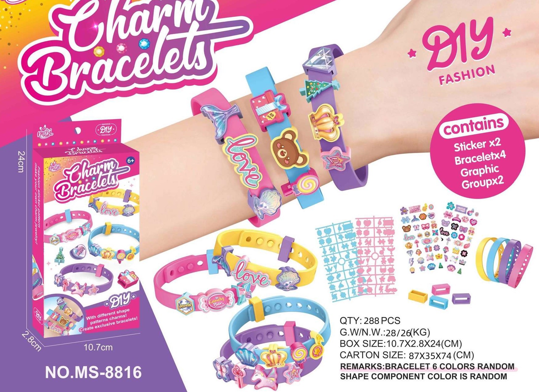 Diy beaded bracelet strap-english box