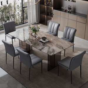 Table à <span class=keywords><strong>manger</strong></span> en marbre de luxe avec pieds en acrylique, meubles de salon rectangulaires modernes, pour <span class=keywords><strong>6</strong></span> <span class=keywords><strong>personnes</strong></span>, haut de gamme, pour la maison et les villas - Product Image 5