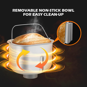 SOHEF Máquina para Hacer Pan Express de 1 Hora, Programas de Horneado Rápido y Amasado, Ahorra Tiempo, Perfecta para Comidas Rápidas, Uso Familiar, 700W, Automática - Product Image 5