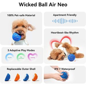 Cheerble Wicked <b>Ball</b> Air Neo Blue Interactive <b>Dog</b> Toy Medium Large Heartbeat Auto Moving Bouncing Rotating ETPU - Product Image 2