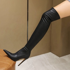 Sexy Wide Fit Size 46 Skintight Side Half-zip Pointed Toe Shoes Women's Thigh High <b>Boots</b> Over the Knee Long Booties Customized - Product Image 6