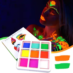 Private Label Aqua Liner Palette 9 Colors Uv Neon Face Paint Palette For Eye Makeup