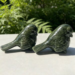 Estatua de pájaro de jade Xiuyu natural, tallada a mano, pequeño adorno de animal, piedra energética de chakra, artesanía para colección - Product Image 3