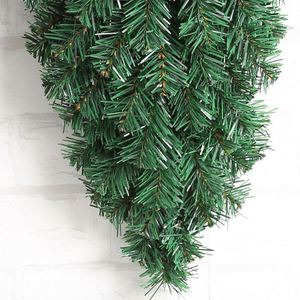 Arbre de Noël à l'envers, arbre de Noël vert, décoration murale intérieure, arbre décoré en PVC vert, décorations murales de Noël - Product Image 2