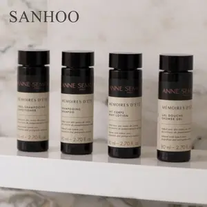 SANHOO Luxury 5 Stars Hotel Personalized Eco Package Toiletries Products Cosmetics Shampoo Bath Gel Soap Hotel Amenities Set