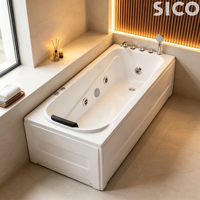 Baignoire de massage d'angle moderne blanche en acrylique avec drain, écologique, autoportante, spa, bain à remous