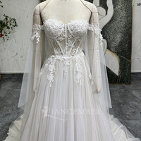 Jancember fée Ivoire Sweetheart Bonding Robes de mariée avec manche LSSG140