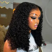 Perruque Bob Deep Water Wave en Cheveux Humains Brésiliens Naturels, Sans Colle, avec Dentelle HD Frontale, pour Femmes Noires - Vente en Gros à Prix Abordable