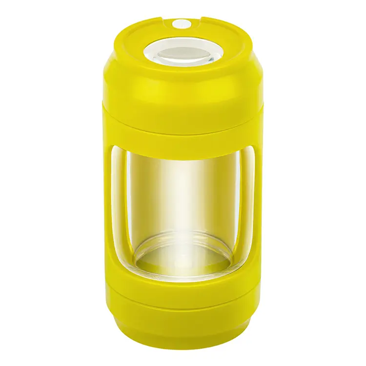 Atacado Personalizado Led Glass Jar Plástico Light-Up Ampliação Brilho Brilhante Jar De Armazenamento Com Moedor De Acessórios De Fumar