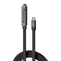Câble de charge rapide PD 240W avec support réglable à 360° et support invisible 2-en-1 en nylon tressé de 1,5 m pour téléphones/tablettes/ordinateurs portables de gaming