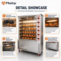 Four à rôtir électrique commercial pour poulet, type supermarché, avec 3, 6 ou 9 broches verticales, pour volailles, avec support et armoire