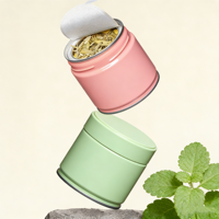 Boîtes en fer blanc personnalisées 60*60mm 73*73mm de qualité alimentaire avec couvercle à vis hermétique, couleur et logo personnalisés pour poudre de matcha, thé, café