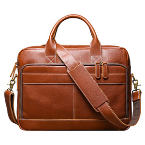 Maletín de Cuero Genuino para Hombre, Estilo Ejecutivo, de Cuero Curtido Vegetal, Bolso de Hombro de Piel de Vaca, para Portátil, Gran Venta - Product Image 1