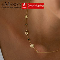 Colliers personnalisés EMANCO en acier inoxydable avec pendentif fleur botanique et pierre de naissance pour femme – Bijoux personnalisables en dropshipping