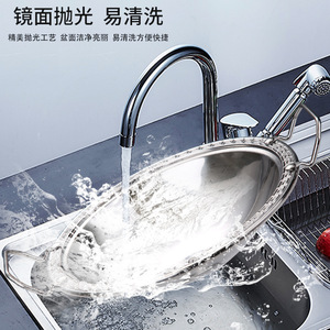 Stainless Steel Dry Pot Plate Double Handled Shallow Dish For Hotel Food Easy Clean Round Solid Color - Product Image 5