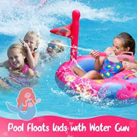 Bateau gonflable aquatique pour enfants, en forme de sirène ou de voiture, avec pistolet à eau, coussin rembourré pour les jambes, respectueux de l'environnement