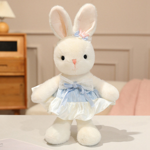 Jouets en peluche lapin personnalisés avec logo, nœud papillon, robe rose, <span class=keywords><strong>petit</strong></span> lapin blanc, poupées en peluche, oreillers décoratifs, cadeaux pour la fête des enfants - Product Image 3