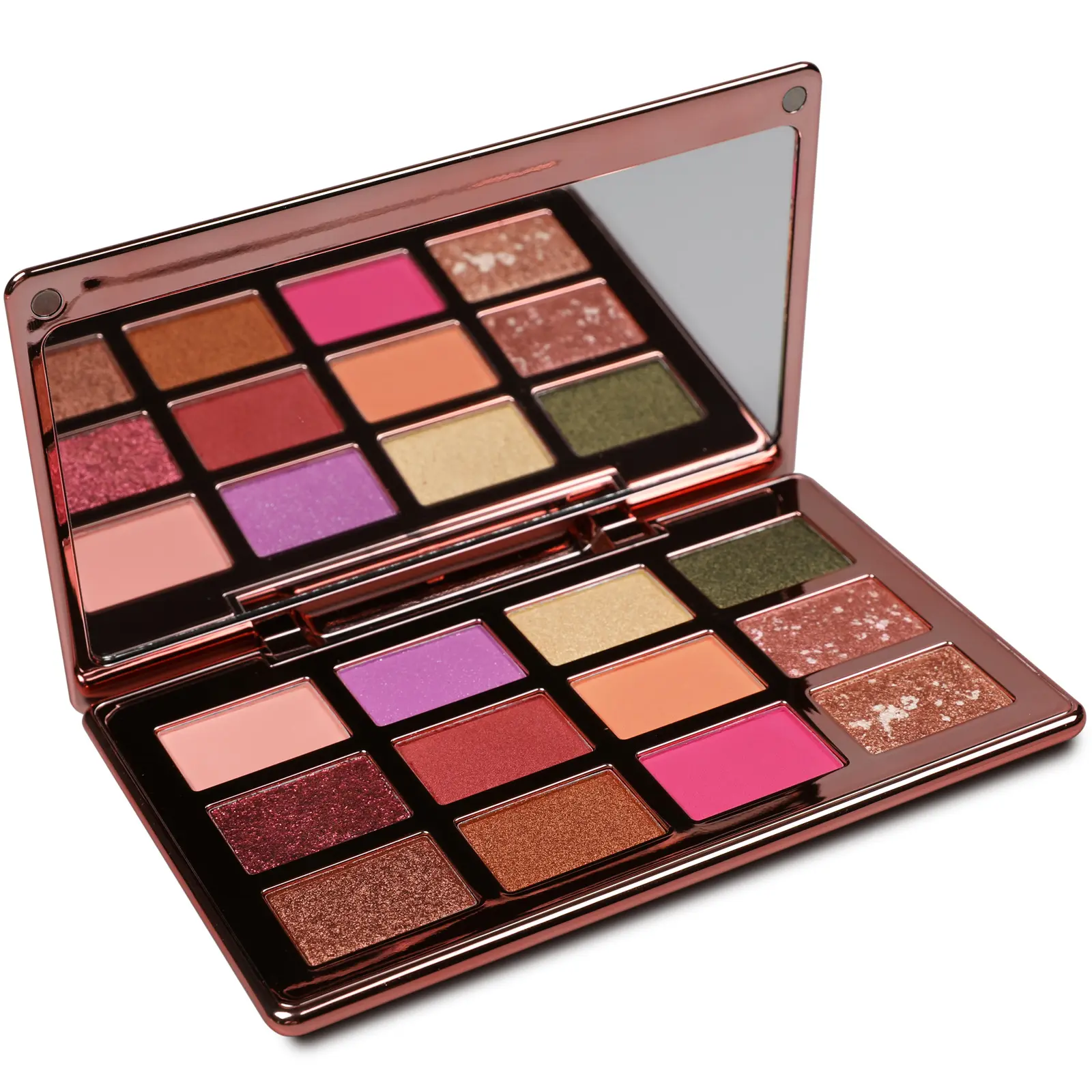 Palette d'ombres à paupières scintillantes OEM ODM Palette d'ombres à paupières végétaliennes imperméables Marque privée personnalisée Maquillage d'ombres à paupières nues hautement pigmentées