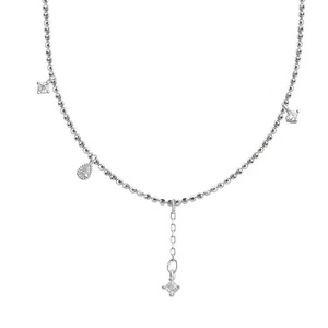 Collar con Colgante de Llave de Flor de Cerezo Rosa de Plata de Ley S925, Cristal Ligero de Lujo para Mujer, para Clavícula, Cadena para Suéter - Product Image 5