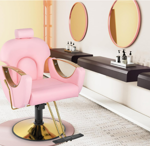 Fauteuil de Barbier Haut de Gamme en Acier Inoxydable Rose Métallisé, Pivotant et Réglable en Hauteur, pour Salon, Spa, Maison, Chambre, Salon de Coiffure et Esthétique - Product Image 2